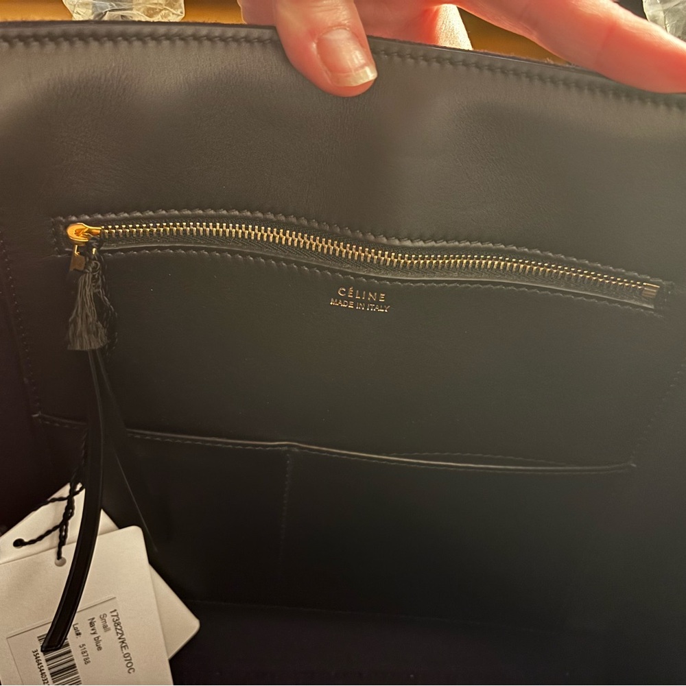 Celine Black and Navy wool and leather Bag - Picture 3 of 14